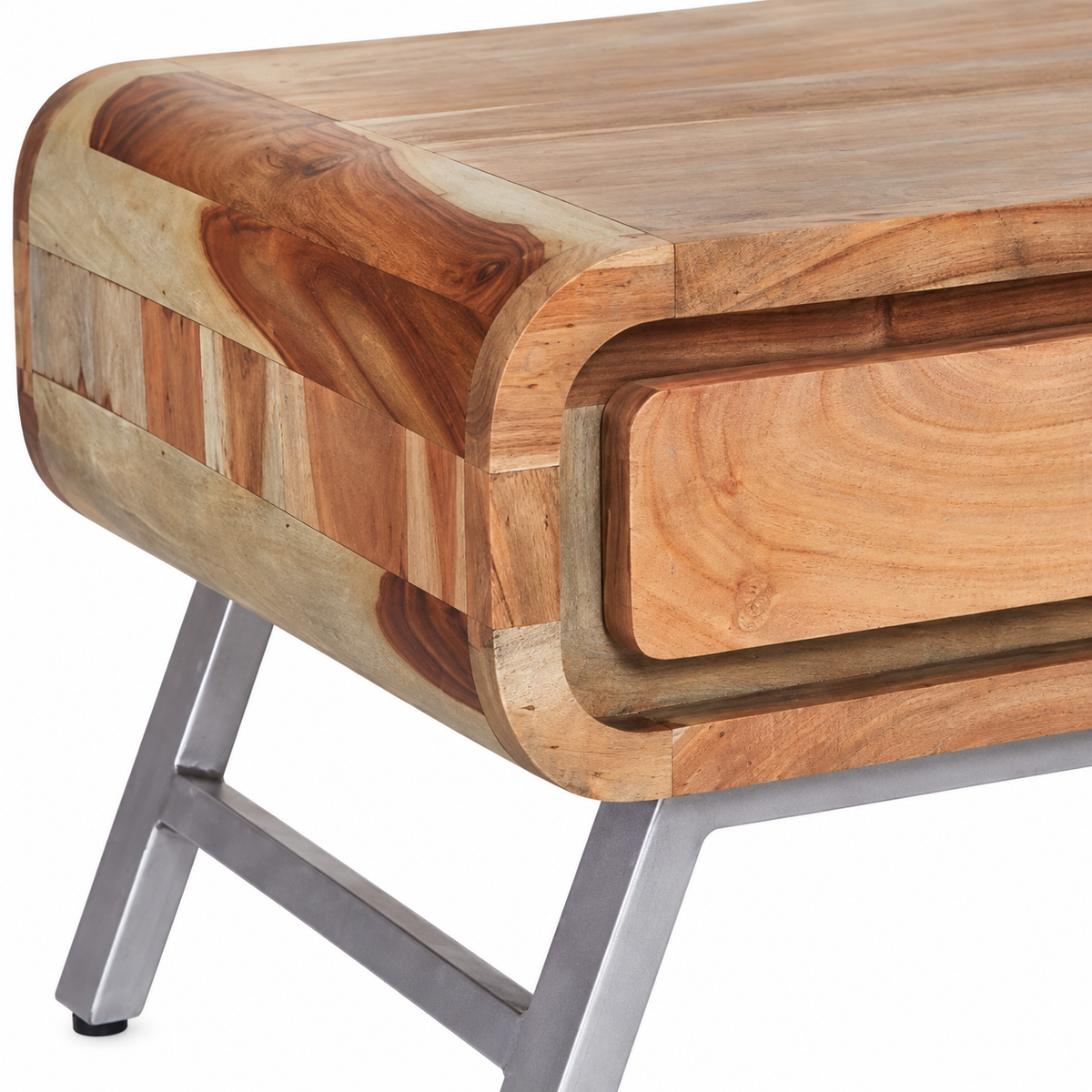 Norleigh 2 Drawer Coffee Table – Reclaimed Wood & Metal