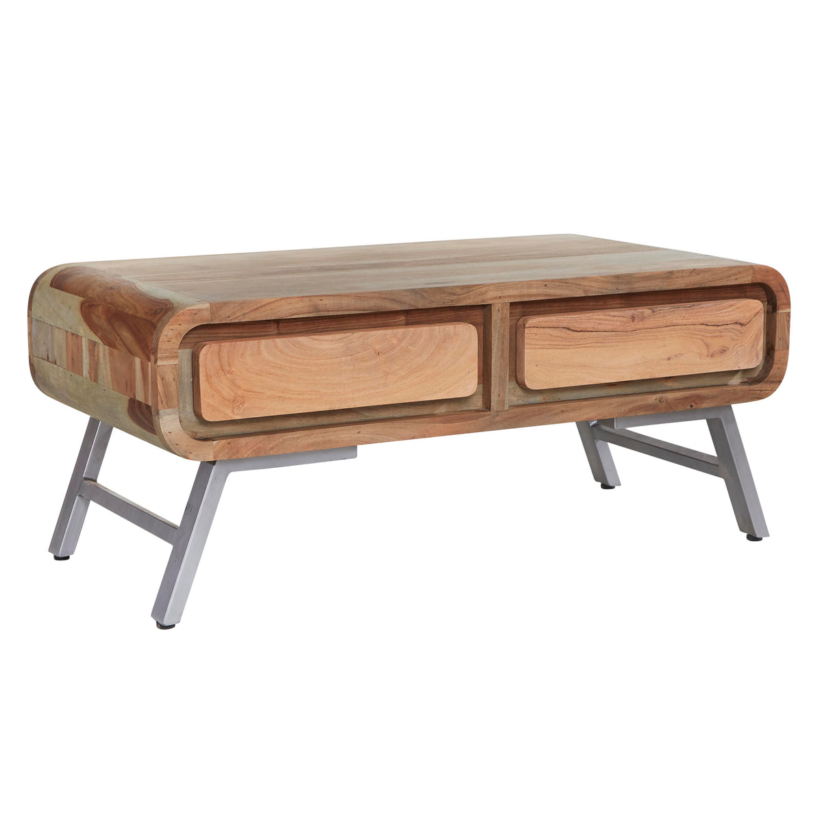 Norleigh 2 Drawer Coffee Table – Reclaimed Wood & Metal