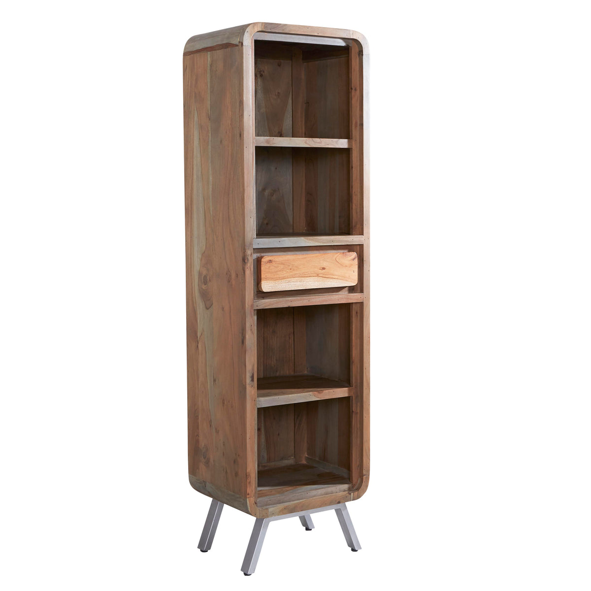 Norleigh Narrow Bookcase – Reclaimed Wood & Metal
