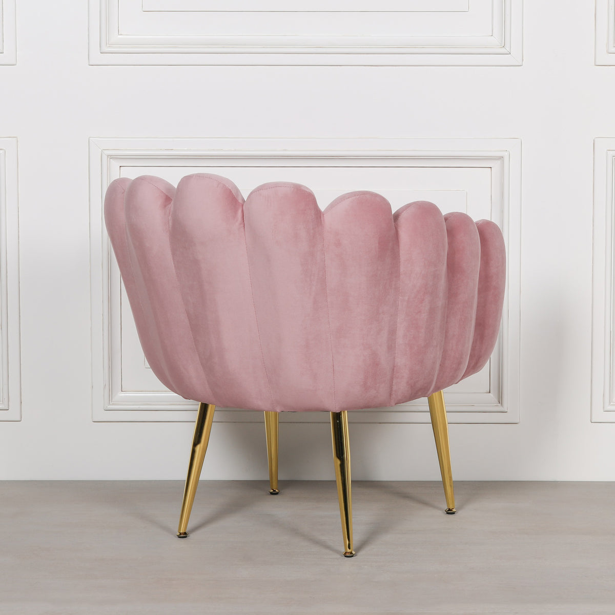 Celeste Scalloped Velvet Chair – Pink & Gold