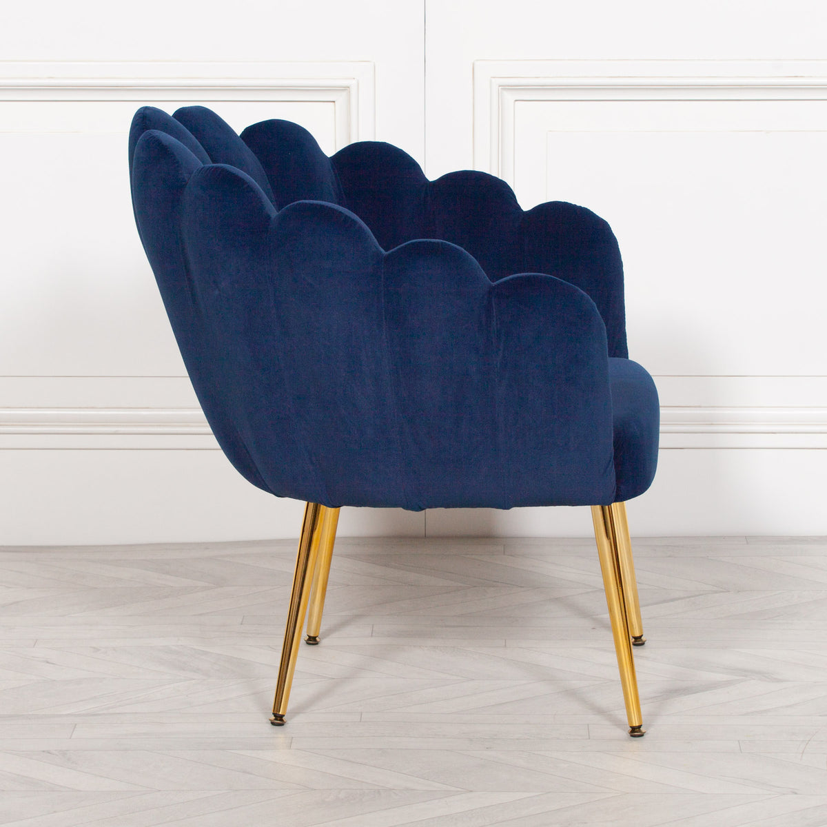Celeste Scalloped Velvet Chair – Blue & Gold