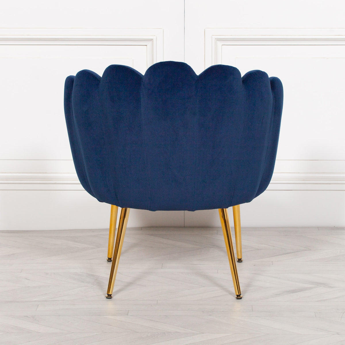 Celeste Scalloped Velvet Chair – Blue & Gold