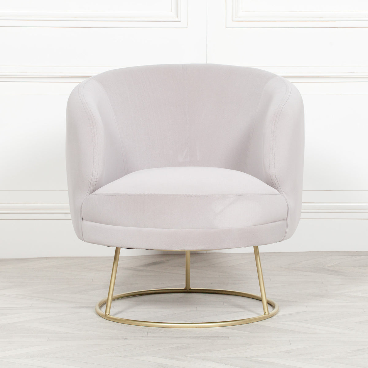 Odette Art Deco Velvet Armchair – Light Grey & Gold