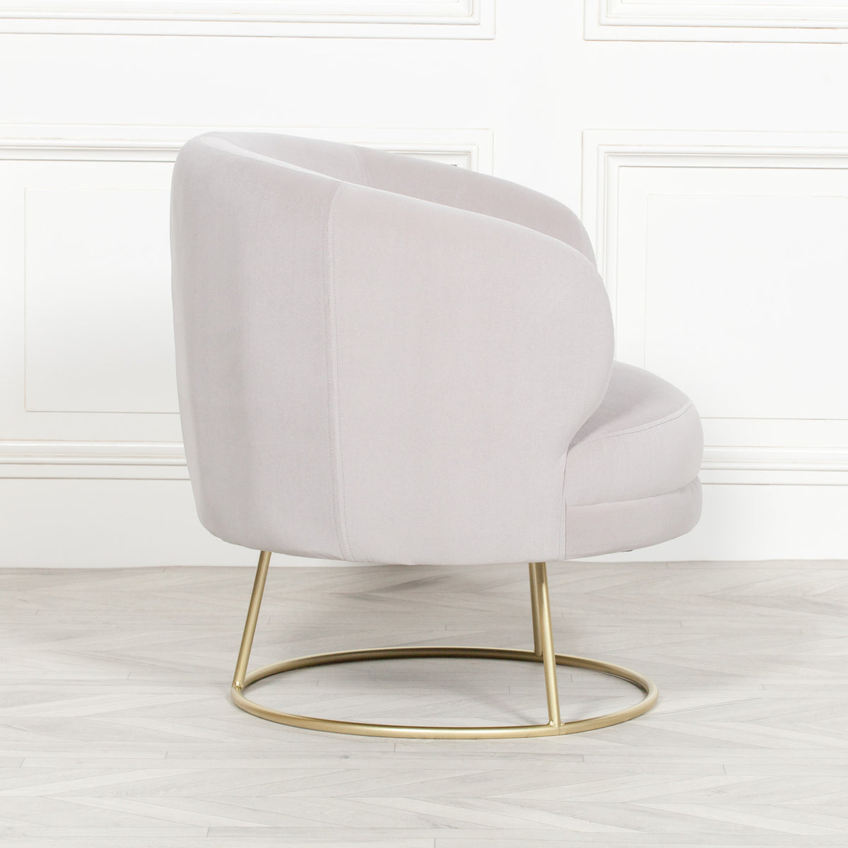 Odette Art Deco Velvet Armchair – Light Grey & Gold