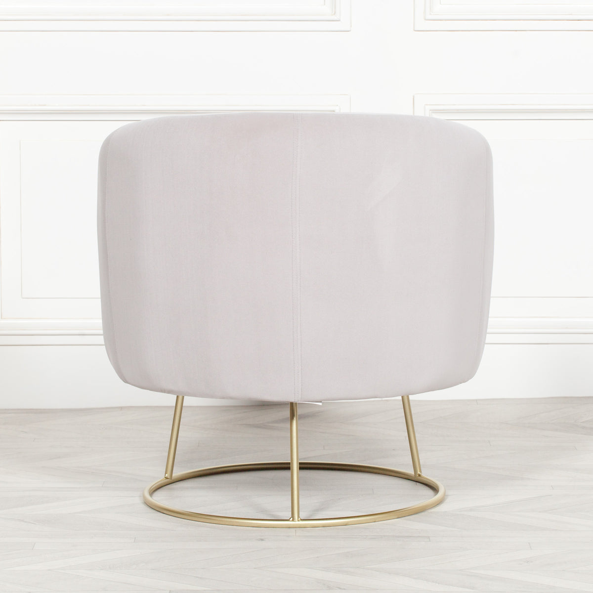 Odette Art Deco Velvet Armchair – Light Grey & Gold