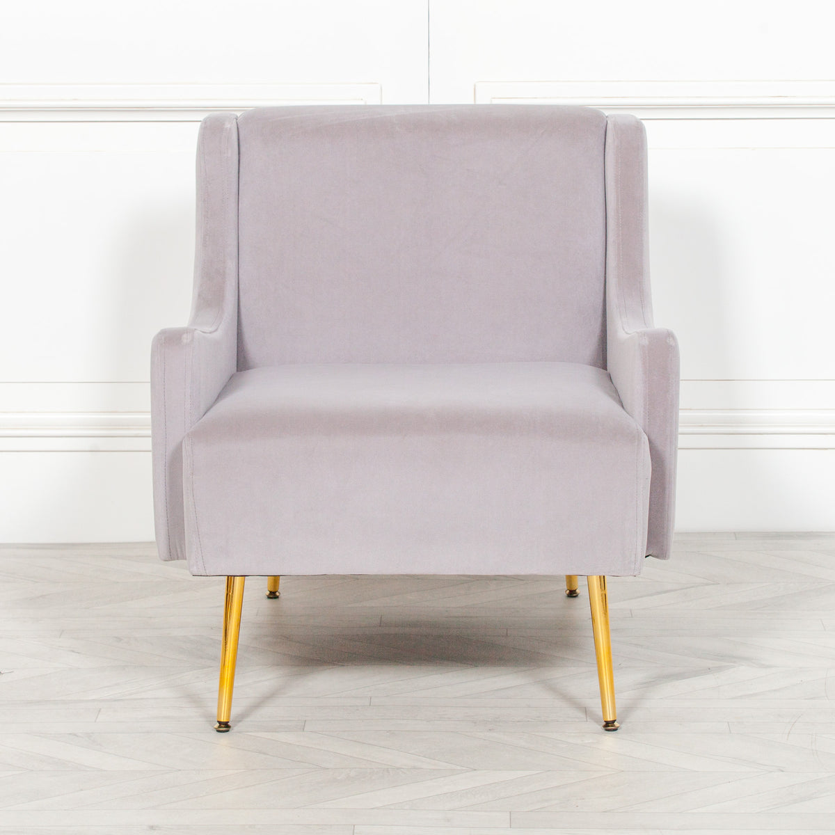 Margot Velvet Lounge Chair – Grey & Gold
