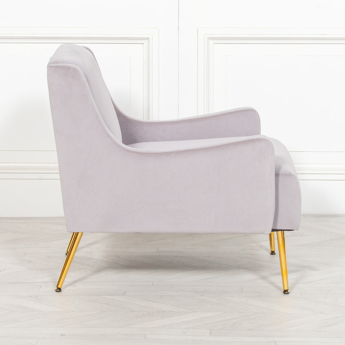 Margot Velvet Lounge Chair – Grey & Gold