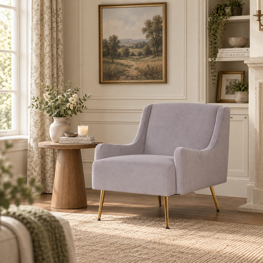 Margot Velvet Lounge Chair – Grey & Gold