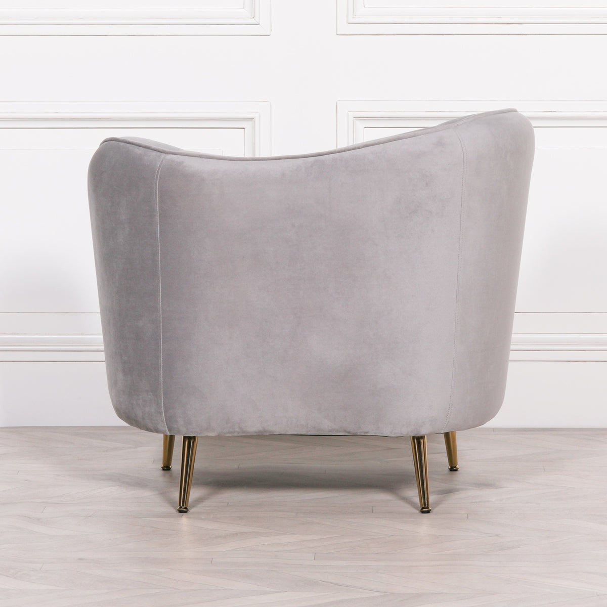 Delphine Velvet Armchair with Cushion – Grey & Gold
