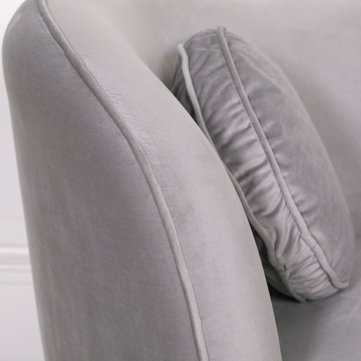 Delphine Velvet Armchair with Cushion – Grey & Gold