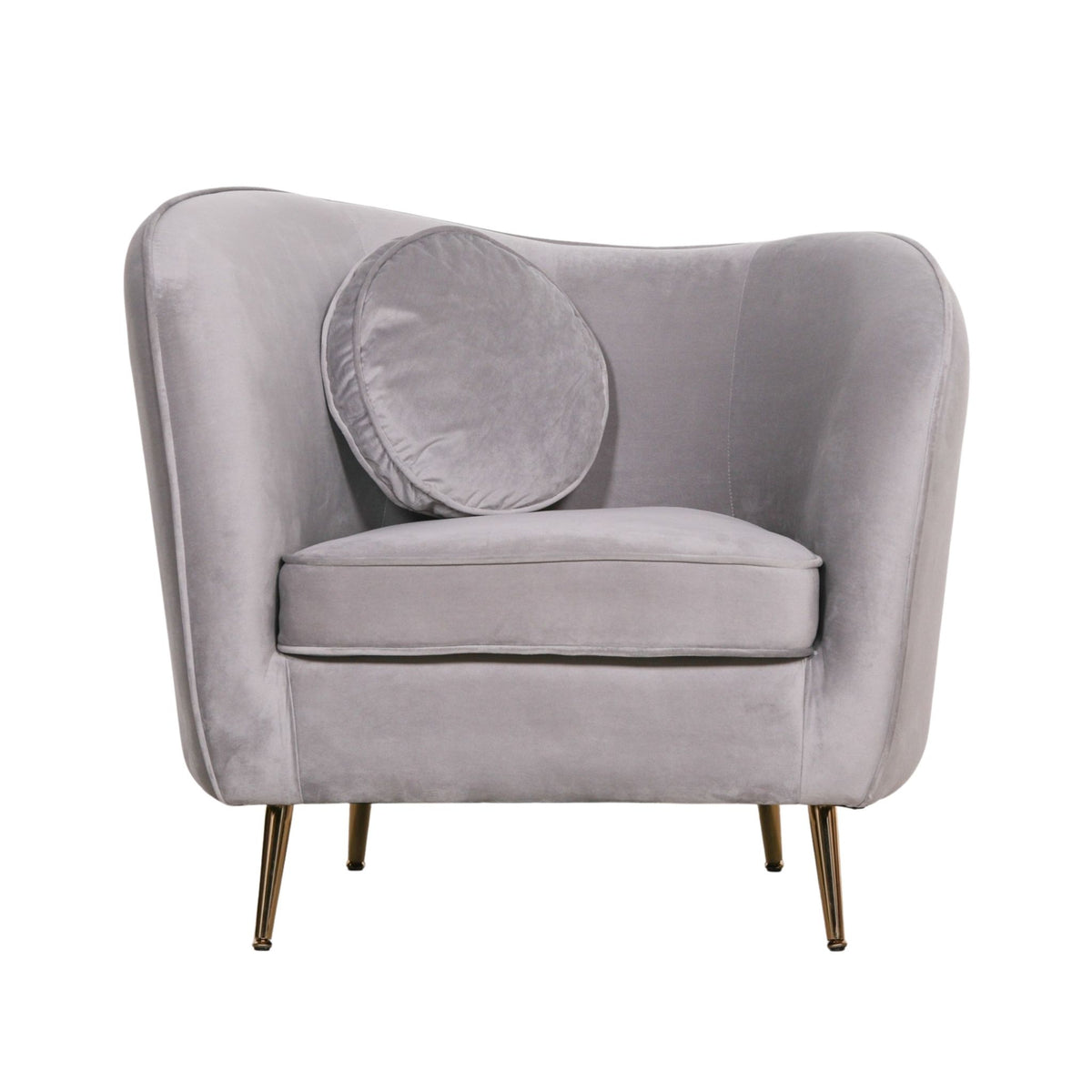 Delphine Velvet Armchair with Cushion – Grey & Gold