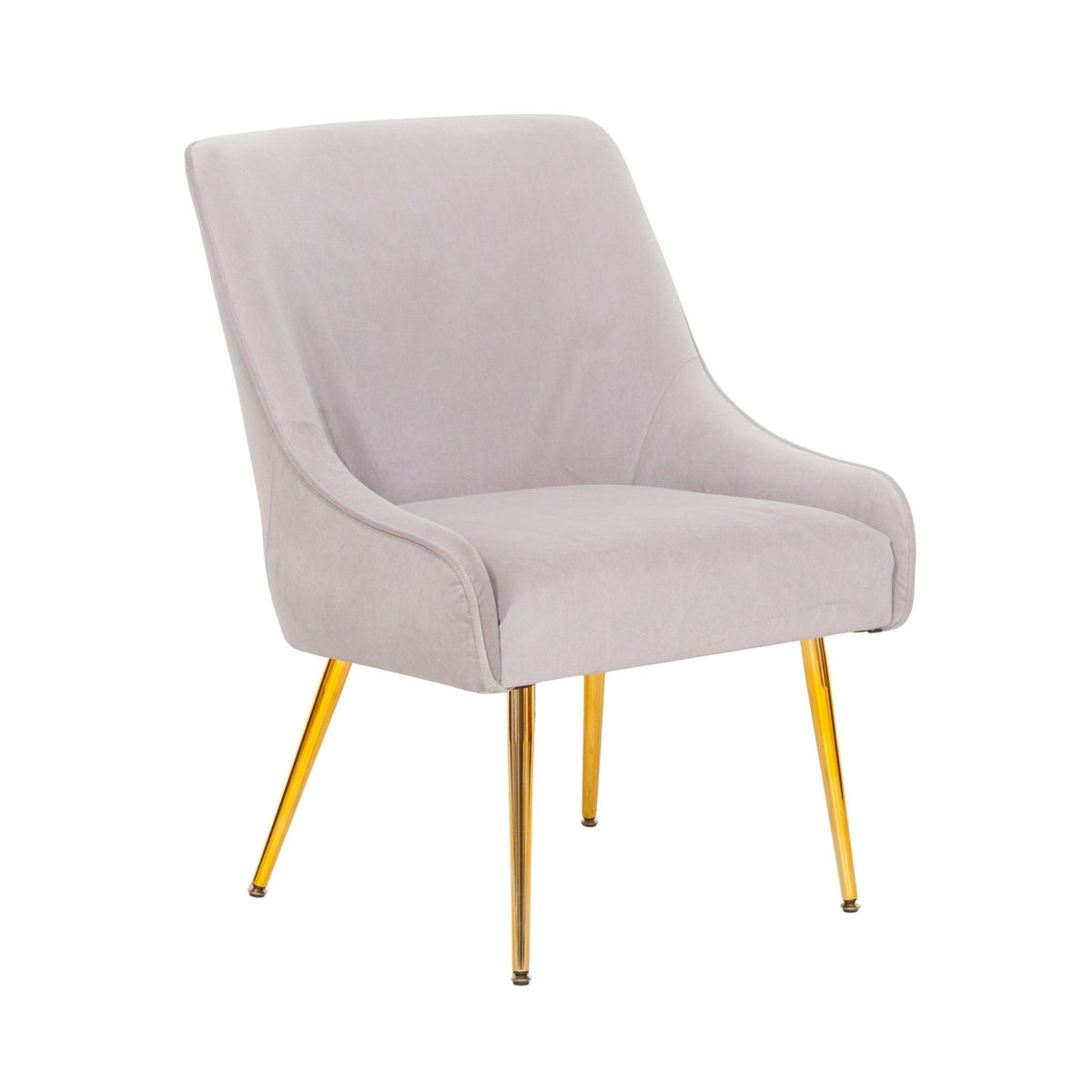 Camille Velvet Accent Chair – Light Grey & Gold