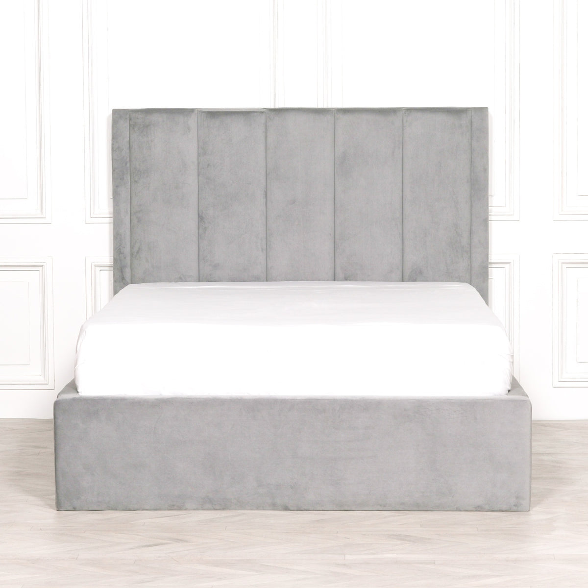 Henley Velvet King Size Bed – Soft Grey