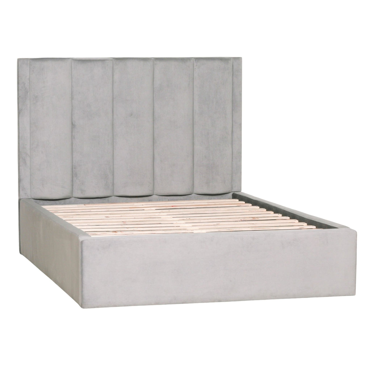 Henley Velvet King Size Bed – Soft Grey