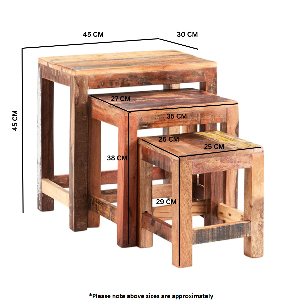 Origin Nest of 3 Tables – Reclaimed Wood