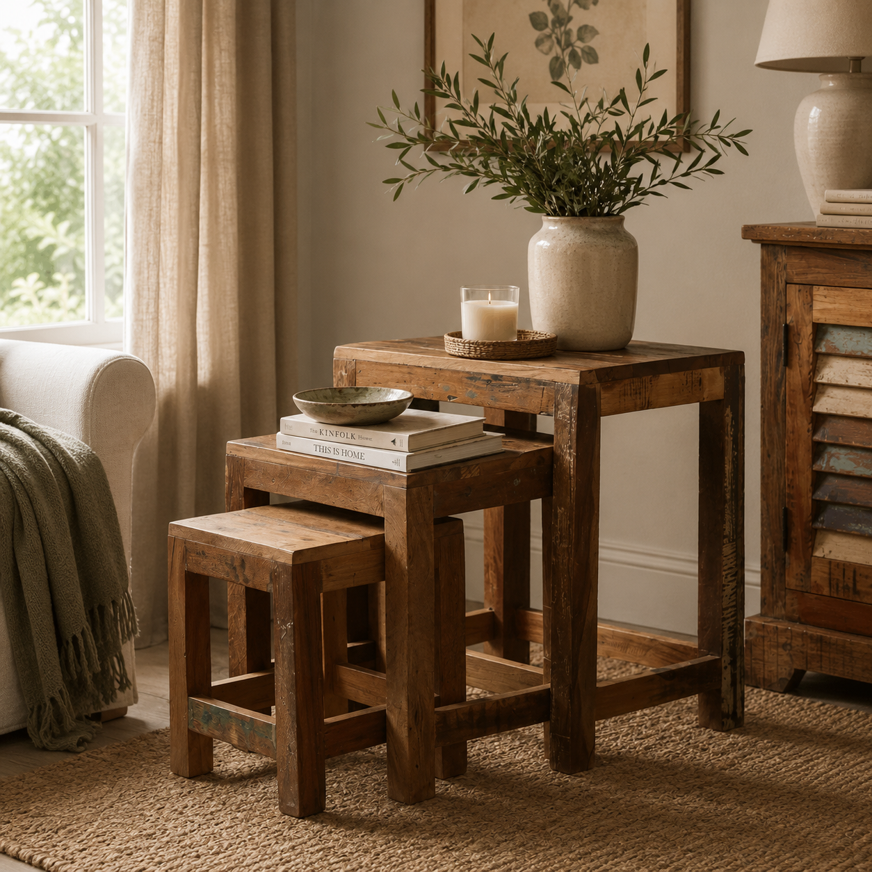 Origin Nest of 3 Tables – Reclaimed Wood