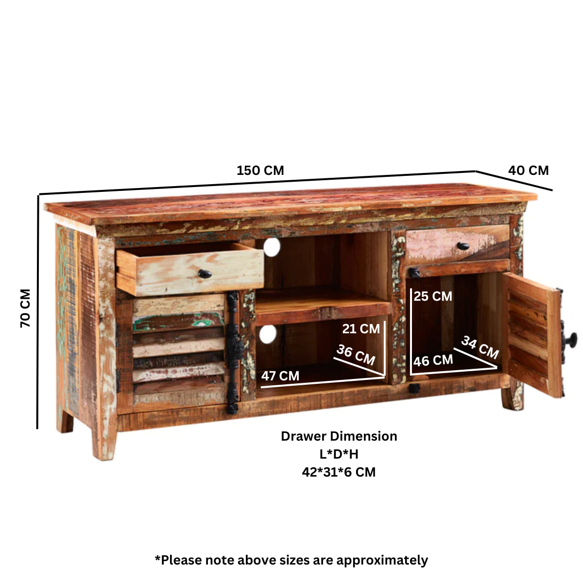 Origin Large TV Media Credenza – Reclaimed Wood