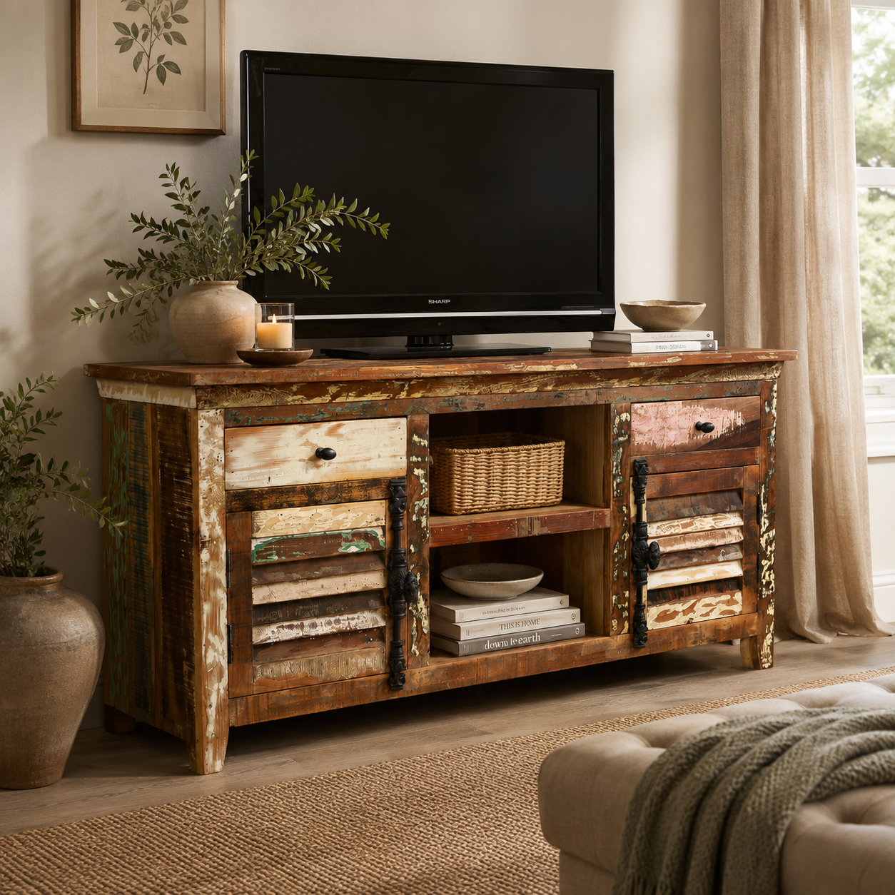 Origin Large TV Media Credenza – Reclaimed Wood