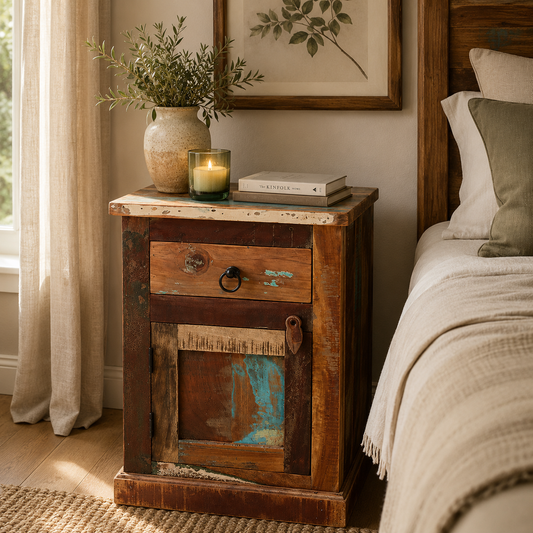 Origin Bedside Table – Reclaimed Wood