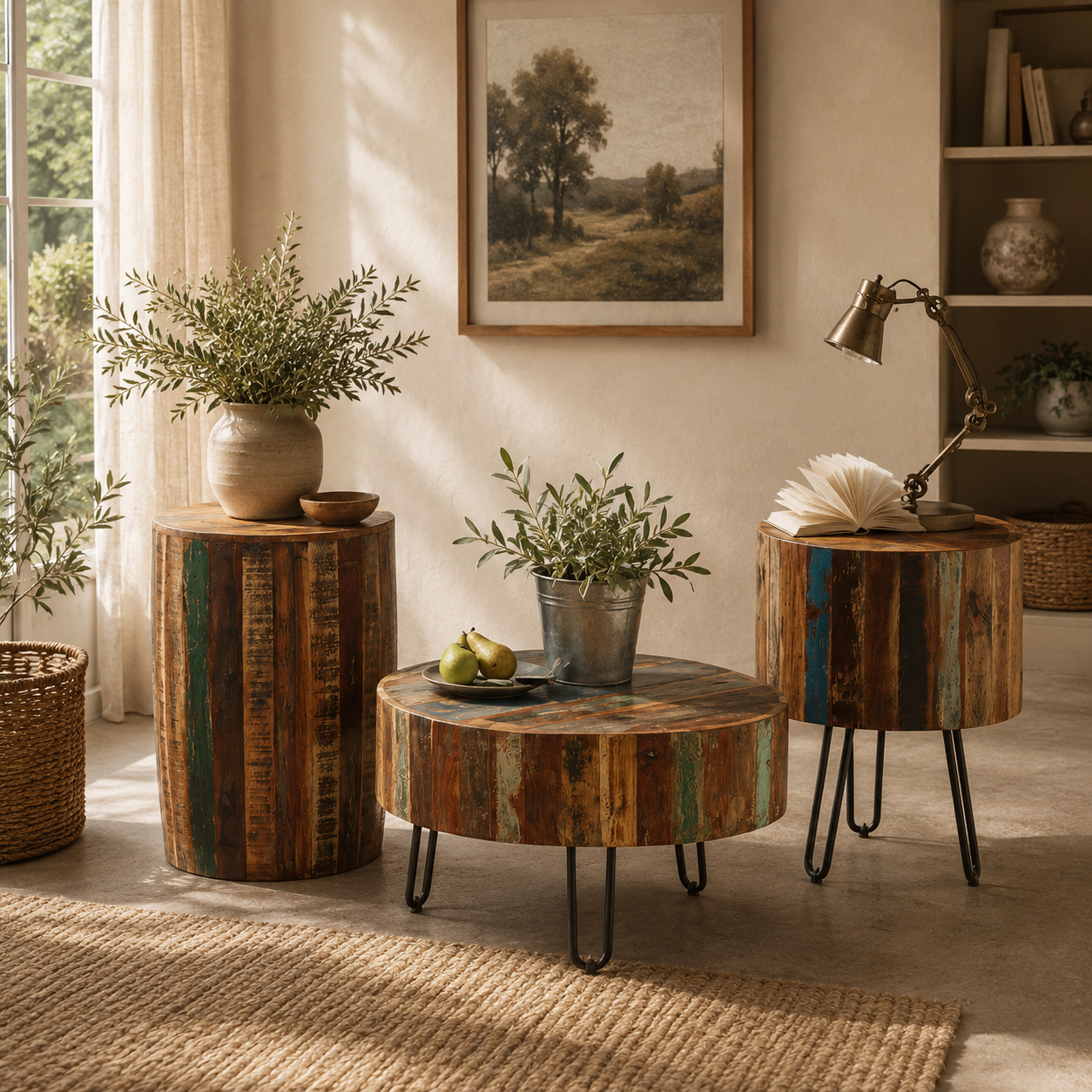 Origin Drum Side Table – Reclaimed Wood