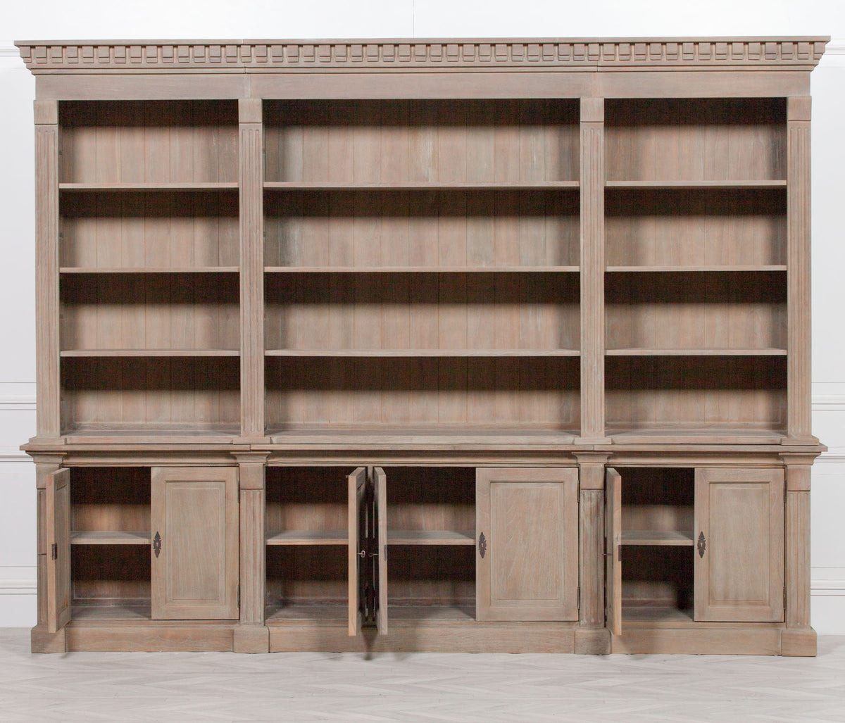 Westbrook Grand Triple Library Bookcase – Rustic White Cedar