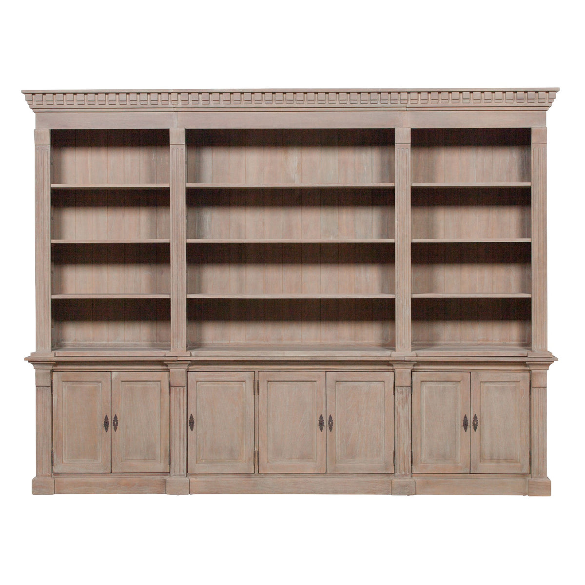 Westbrook Grand Triple Library Bookcase – Rustic White Cedar