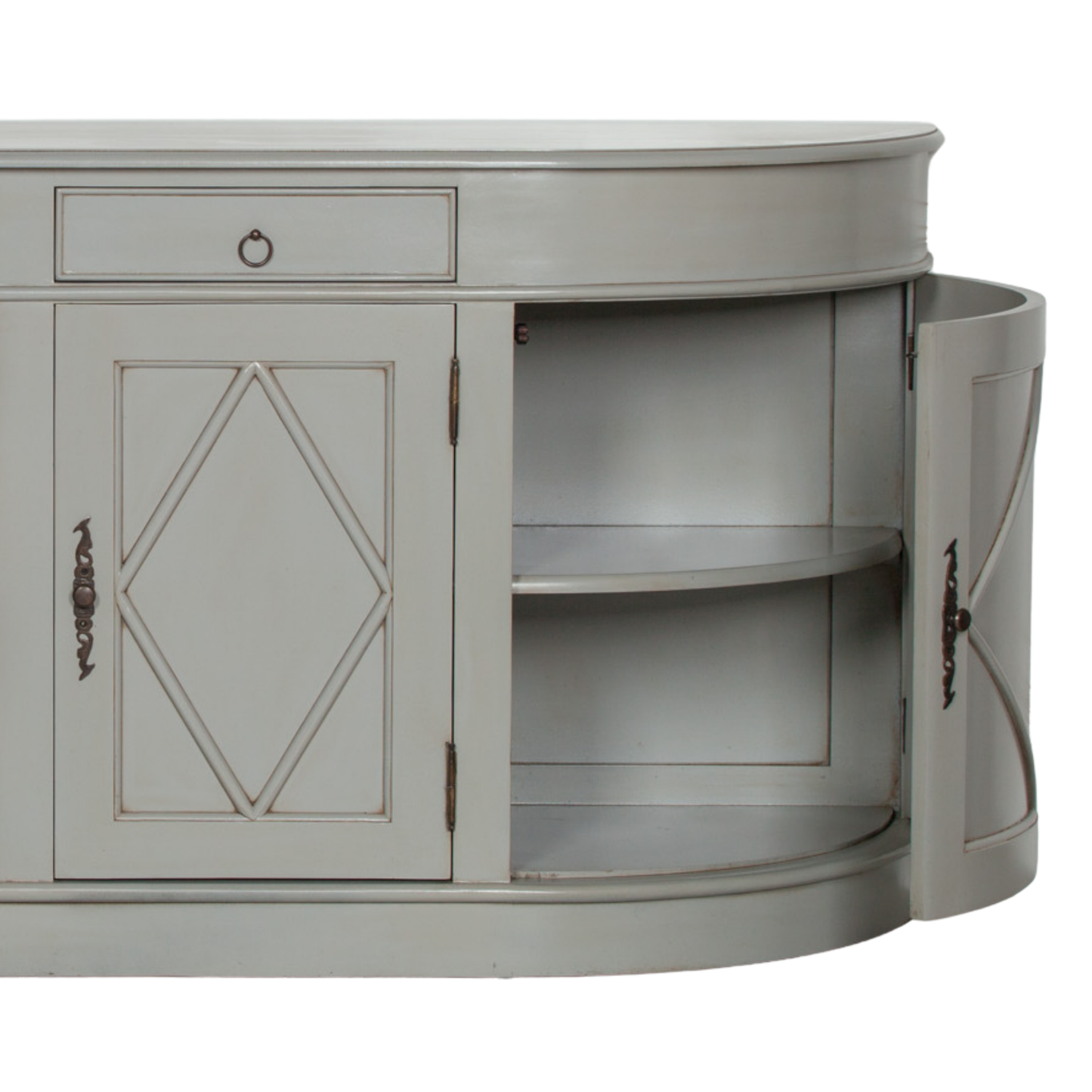 Chantilly Curved Sideboard – Grey Painted Finish
