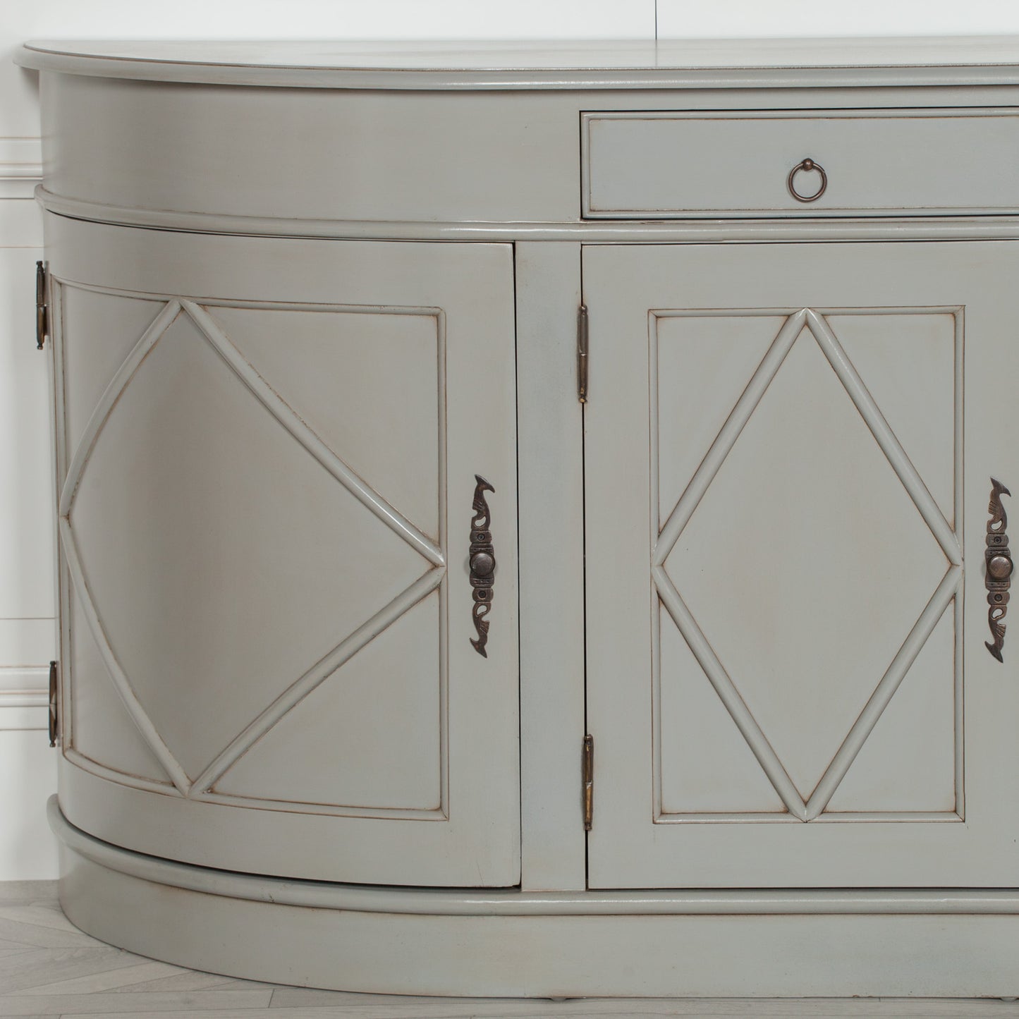 Chantilly Curved Sideboard – Grey Painted Finish