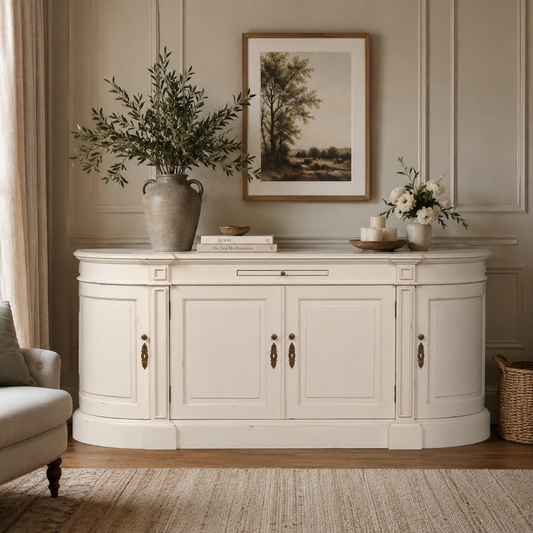 Chantilly Buffet Sideboard – Distressed Ivory Mahogany