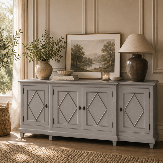 Belgrave Breakfront Sideboard – Distressed Grey Mahogany