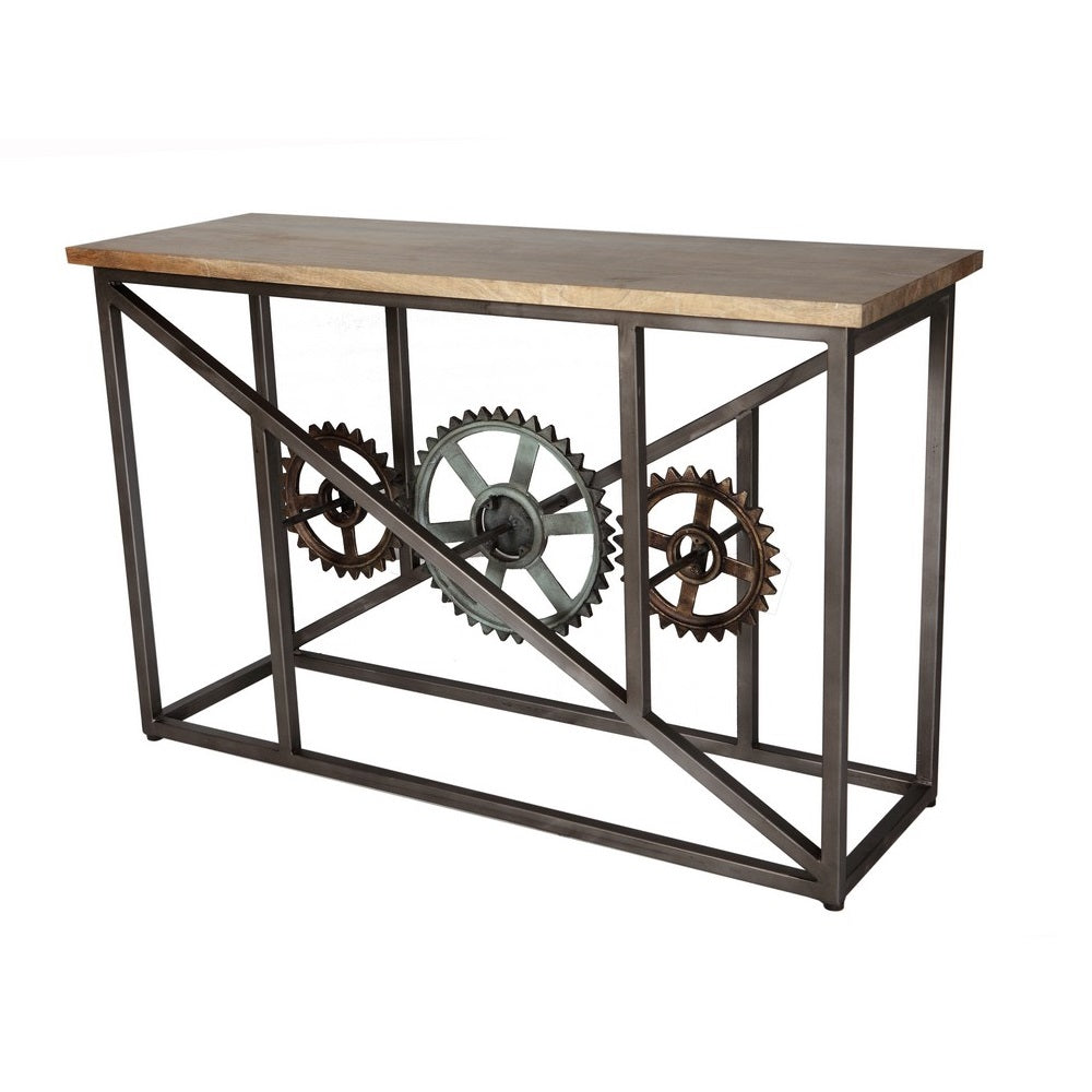 Cogwell Console Table – Reclaimed Wood & Metal