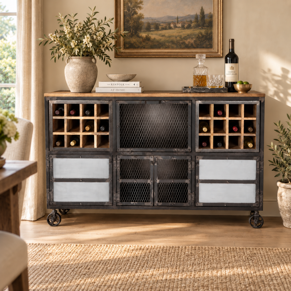 Cogwell Bar Cabinet – Reclaimed Wood & Metal