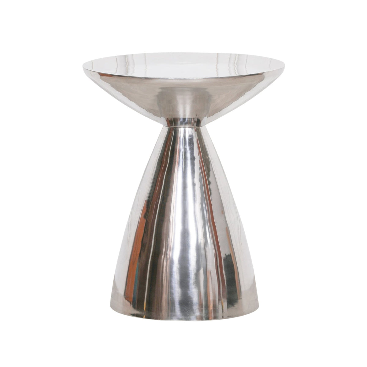 Orla Cast Aluminium Hourglass Side Table – Chrome