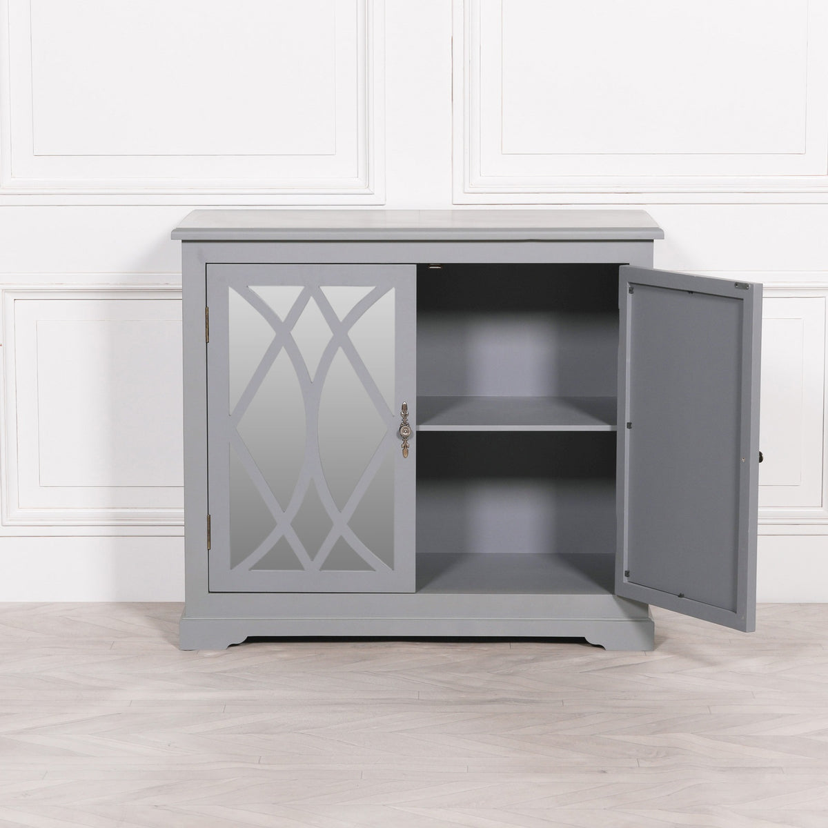 Belgrave Mirrored Two-Door Cupboard – Grey