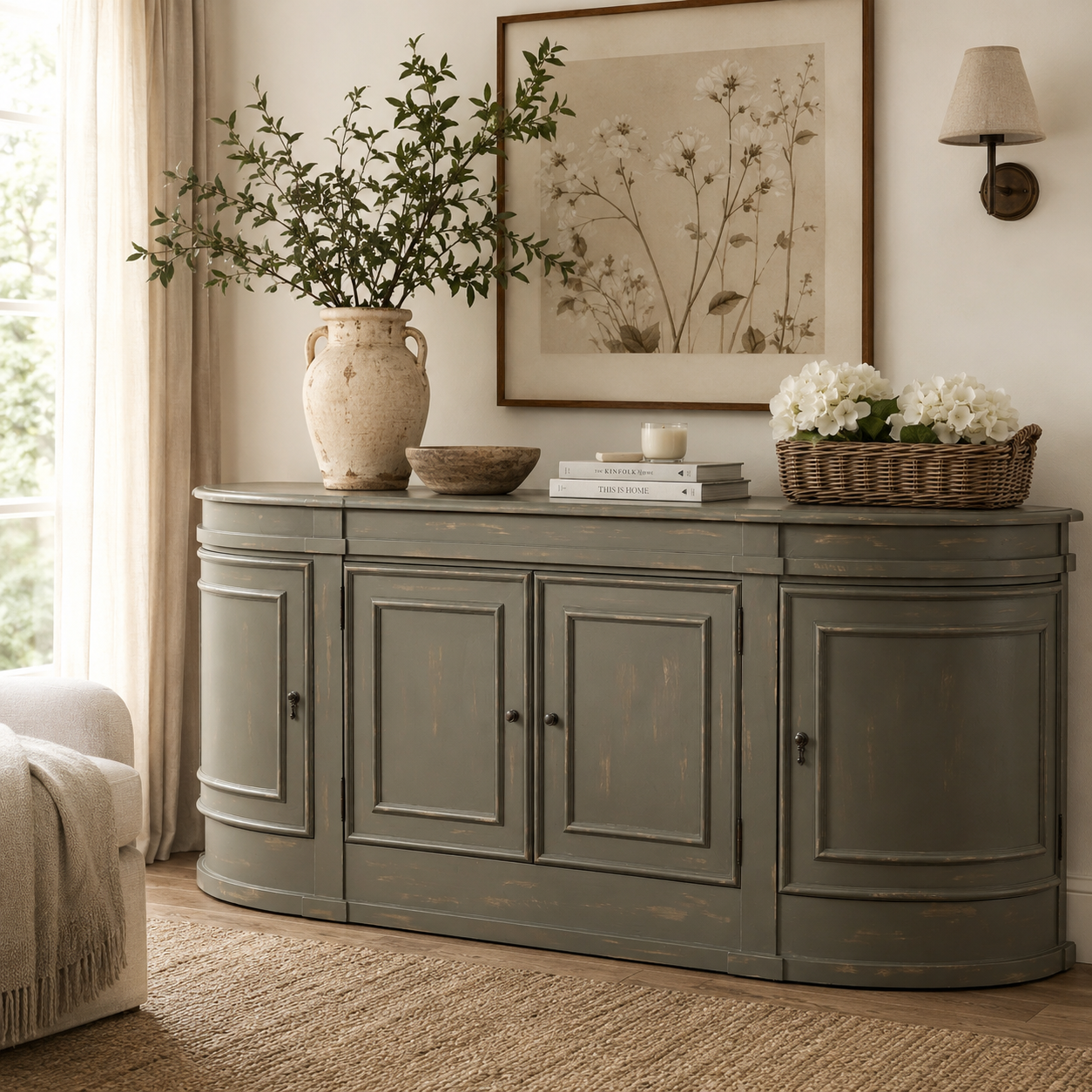 Chantilly Vintage Sideboard – Distressed Grey Mahogany