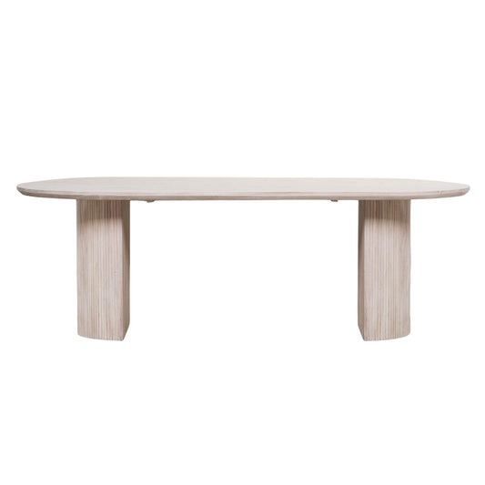 Alderley Fluted Oval Dining Table – Bleached Acacia