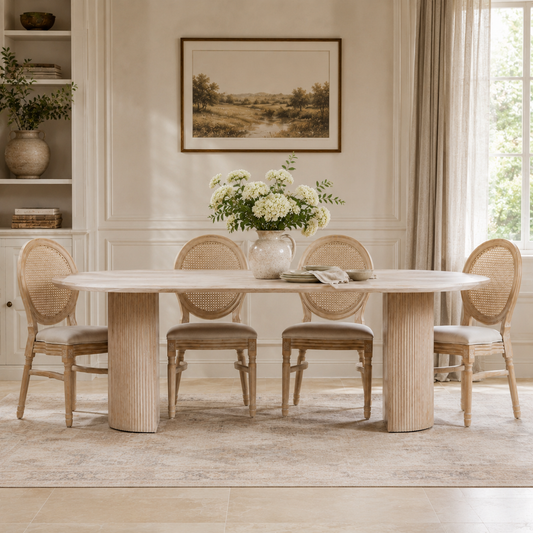 Alderley Fluted Oval Dining Table – Bleached Acacia