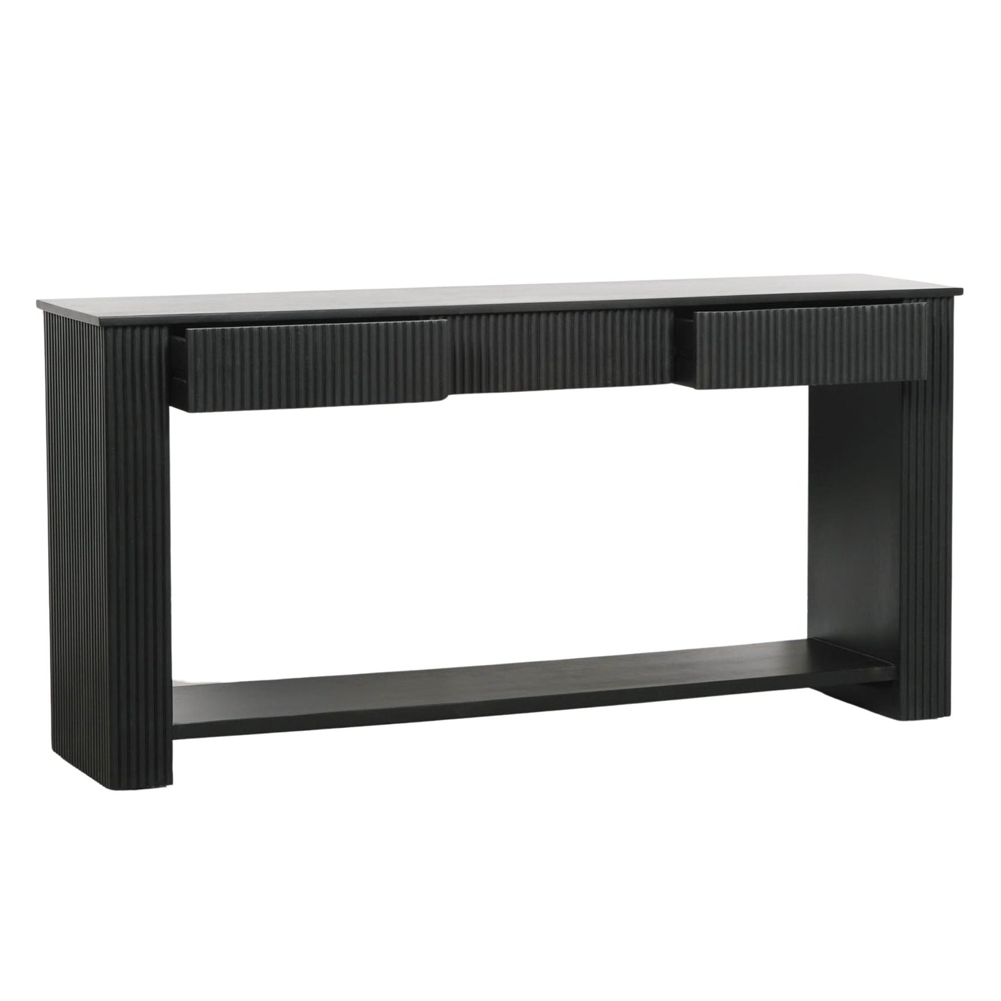 Alderley Fluted Console Table – Black Painted Acacia
