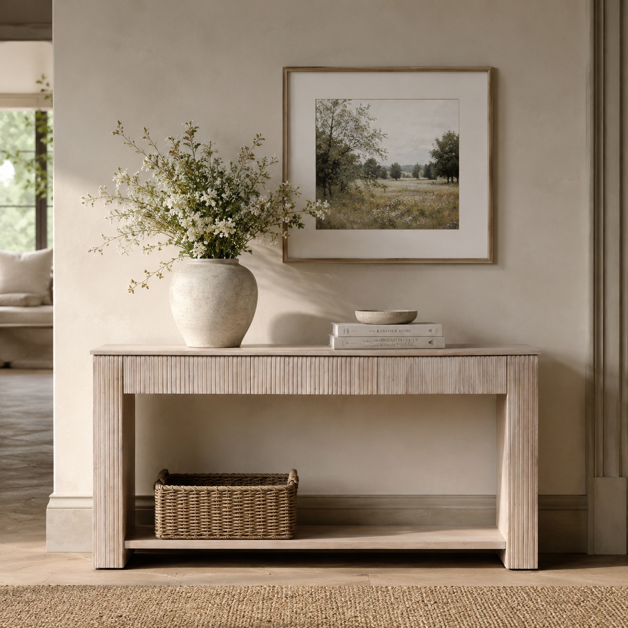 Alderley Fluted Console Table – Bleached Acacia Wood