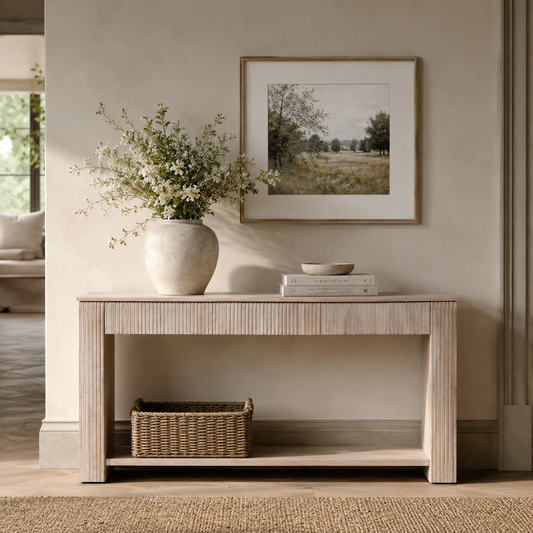 Alderley Fluted Console Table – Bleached Acacia Wood