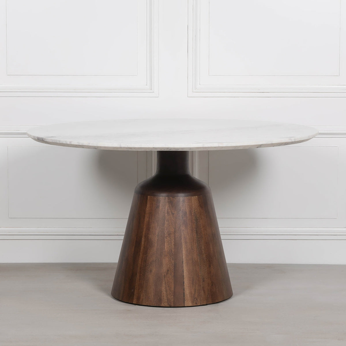 Marlow Round Marble Dining Table 135cm – Acacia Wood