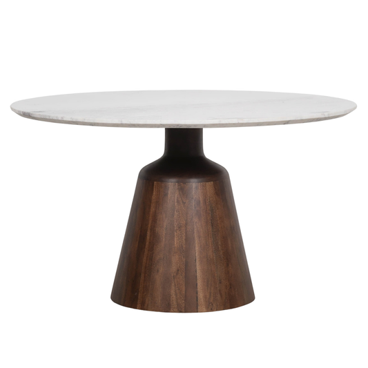 Marlow Round Marble Dining Table 135cm – Acacia Wood