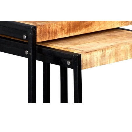 Millstone Nest of 2 Tables – Reclaimed Wood & Metal