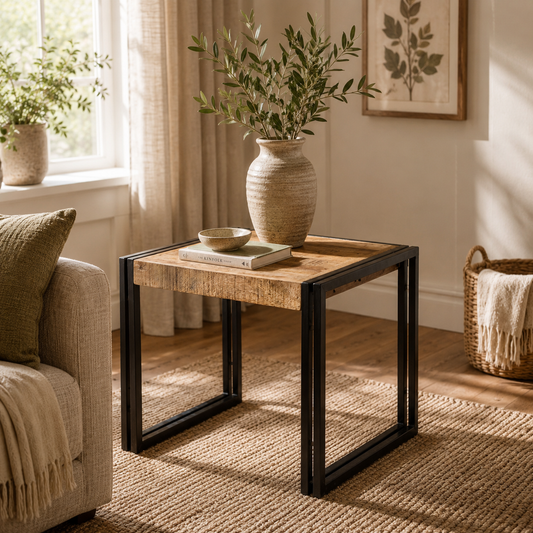 Millstone Small Coffee Table – Reclaimed Wood & Metal