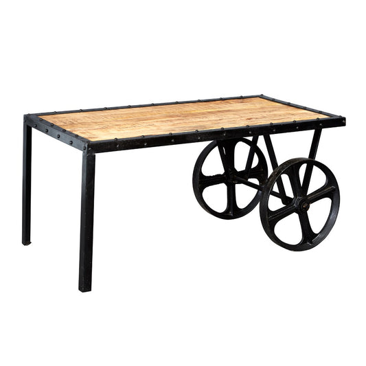 Millstone Cart Coffee Table – Reclaimed Wood & Metal