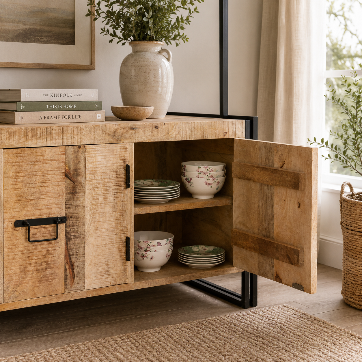 Millstone Sideboard – Reclaimed Wood & Metal