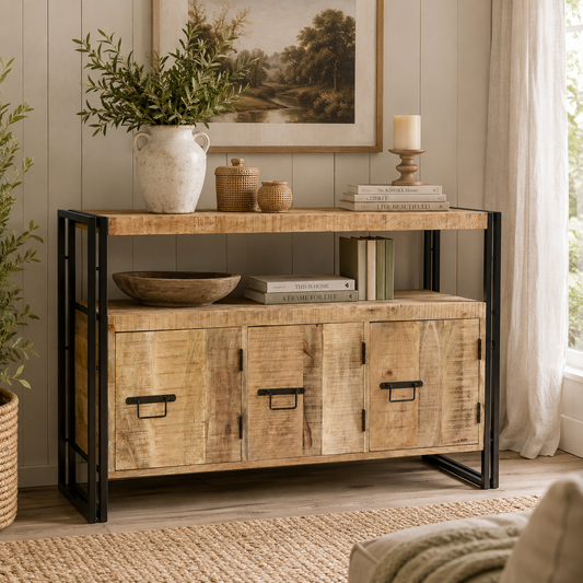 Millstone Sideboard – Reclaimed Wood & Metal