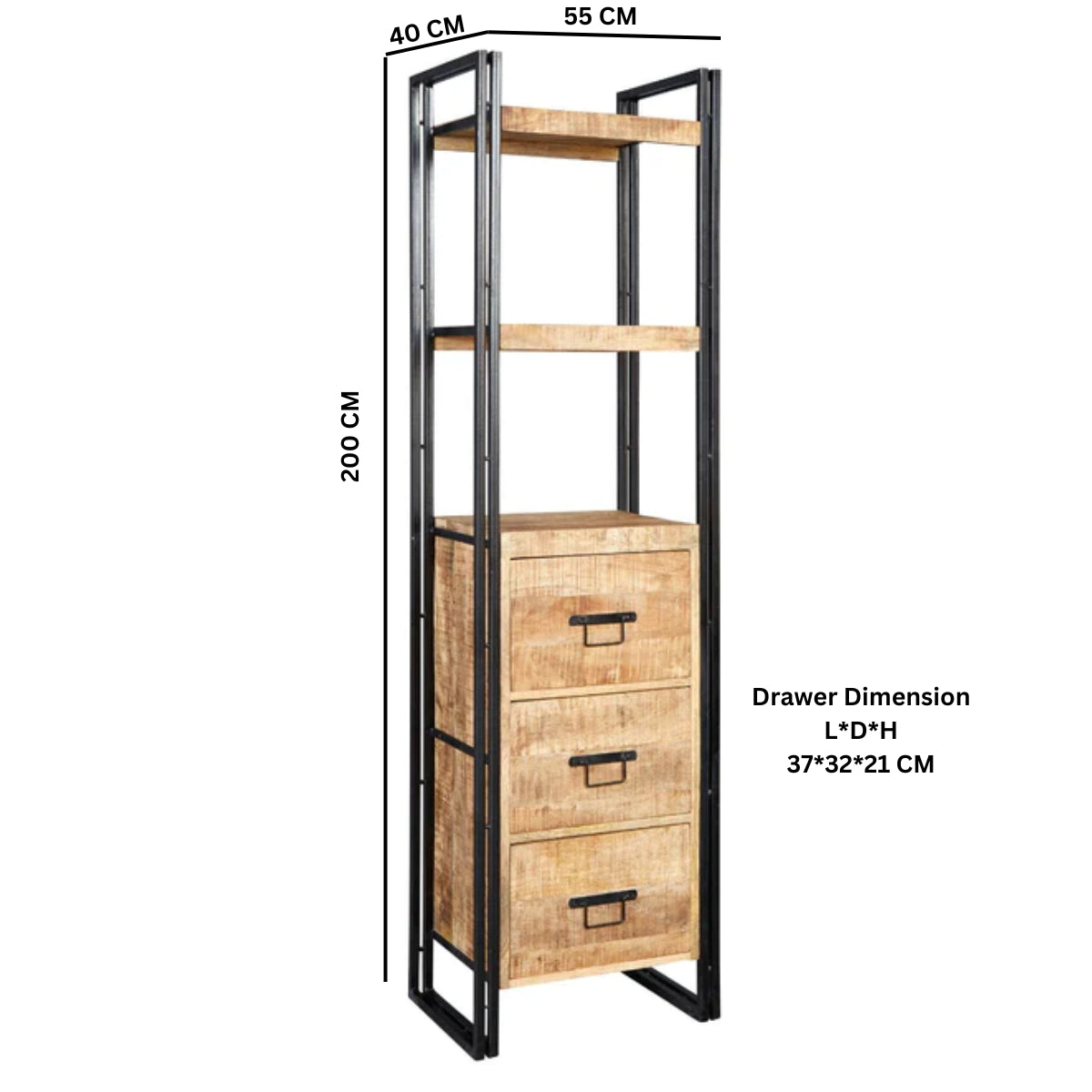 Millstone Slim Bookcase – Reclaimed Wood & Metal