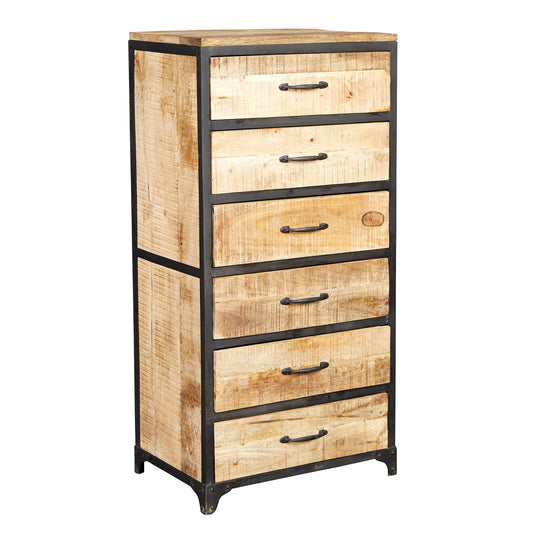 Millstone Tall Chest of Drawers – Reclaimed Wood & Metal