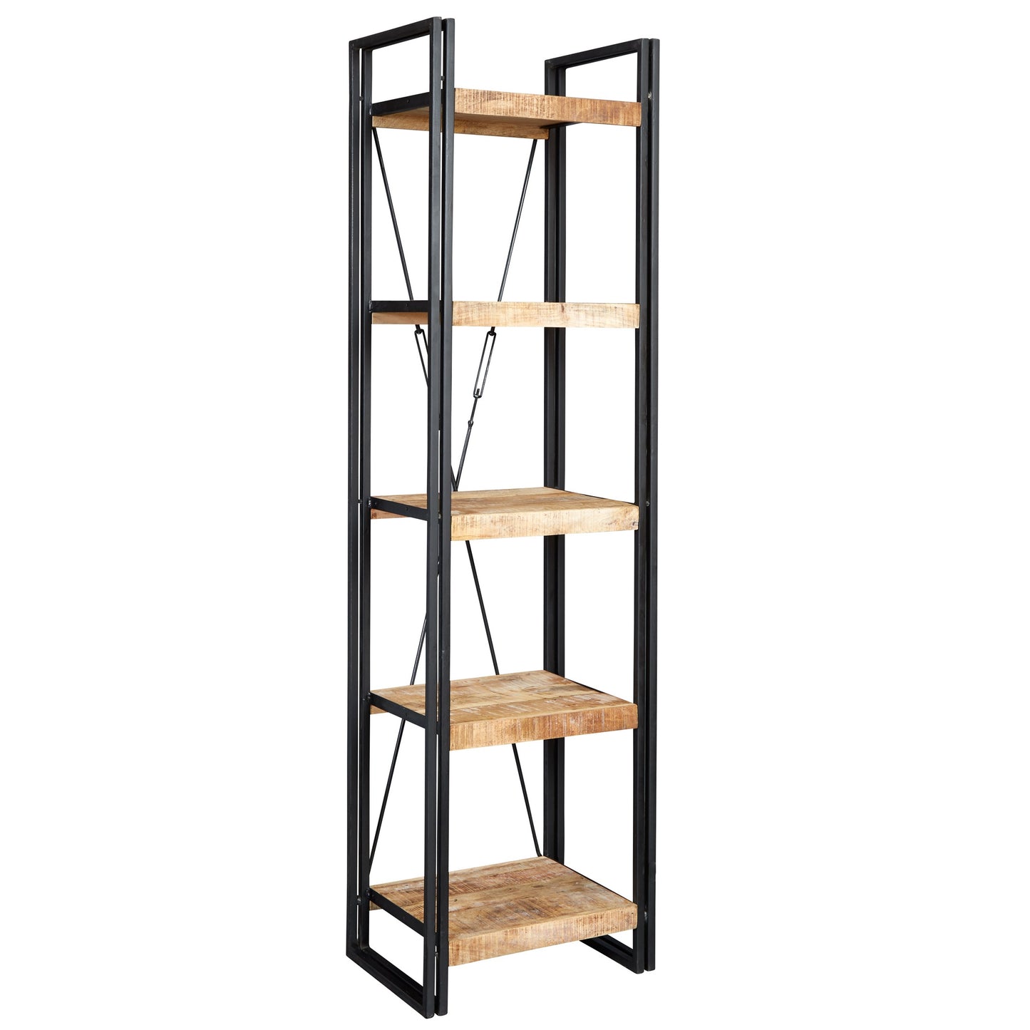Millstone Slim Open Bookcase – Reclaimed Wood & Metal